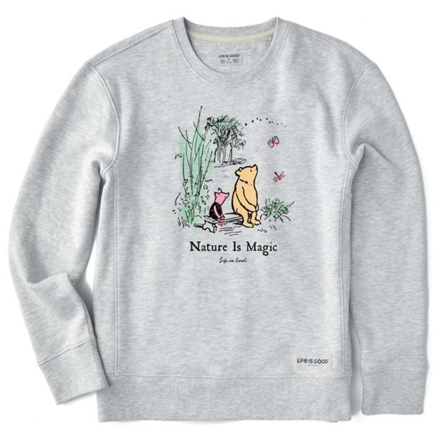 Women Life is Good Sweatshirts & Hoodies | Women'S Winnie & P Nature Is Magic Simply True Fleece Crew Light Heather Gray