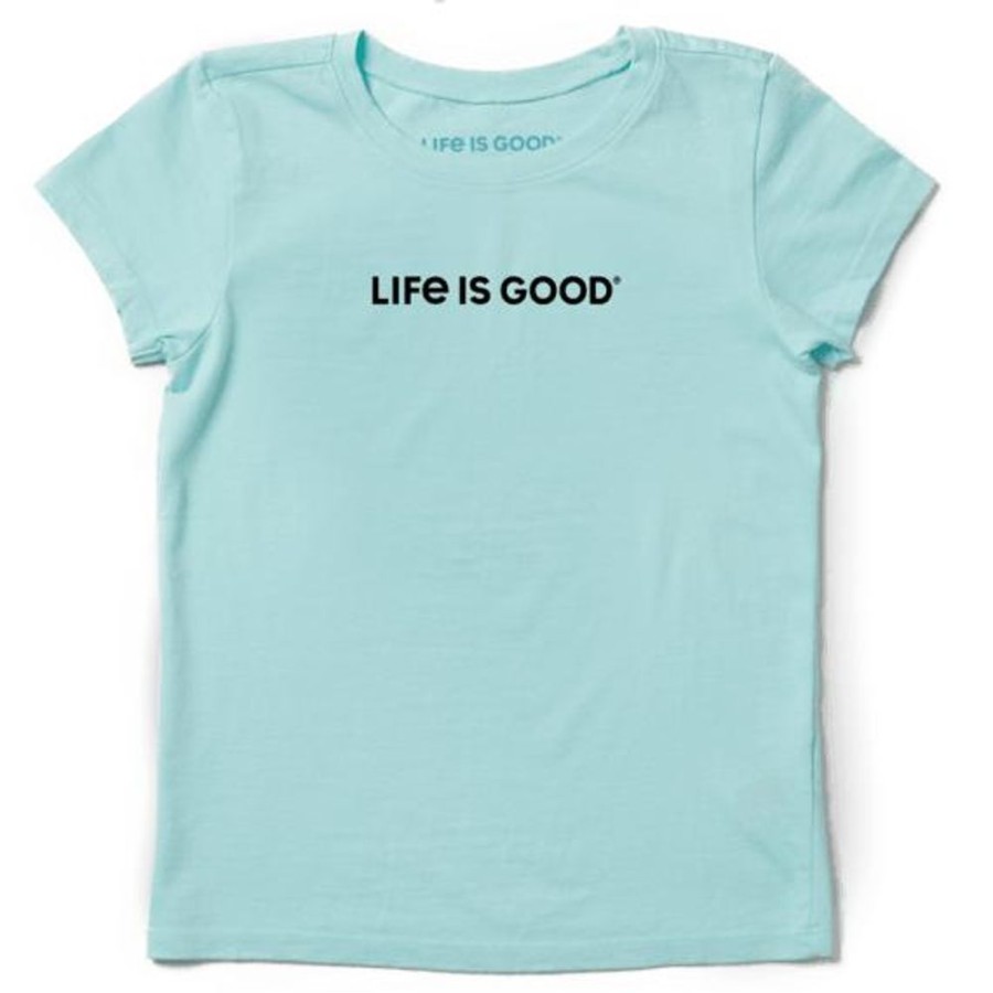 Kids Life is Good Graphic Tees | Girls Lig Wordmark Horizontal Crusher Tee Bermuda Blue