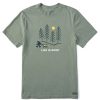 Men Life is Good Graphic Tees | Men'S Hiking Through The Woods Short Sleeve Tee Moss Green