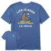 Men Life is Good Graphic Tees | Men'S La Jolla Sea Lion Crusher Tee Vintage Blue