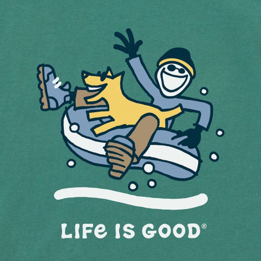 Kids Life is Good Graphic Tees | Kids Jake & Rocket Snowtube Long Sleeve Crusher Tee Spruce Green