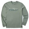 Men Life is Good Graphic Tees | Men'S Fishscape Long Sleeve Crusher Tee Moss Green