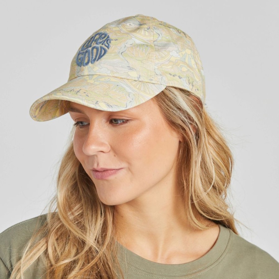 Men Life is Good Hats | Trippy Landscape Pattern Chill Cap Bone