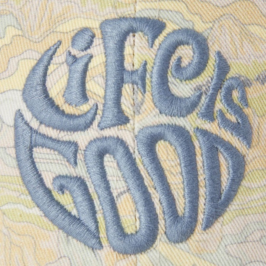 Men Life is Good Hats | Trippy Landscape Pattern Chill Cap Bone