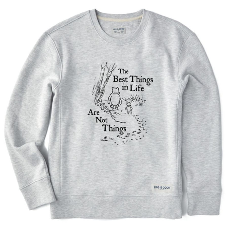 Women Life is Good Sweatshirts & Hoodies | Women'S Winnie & P Best Things Simply True Fleece Crew Light Heather Gray