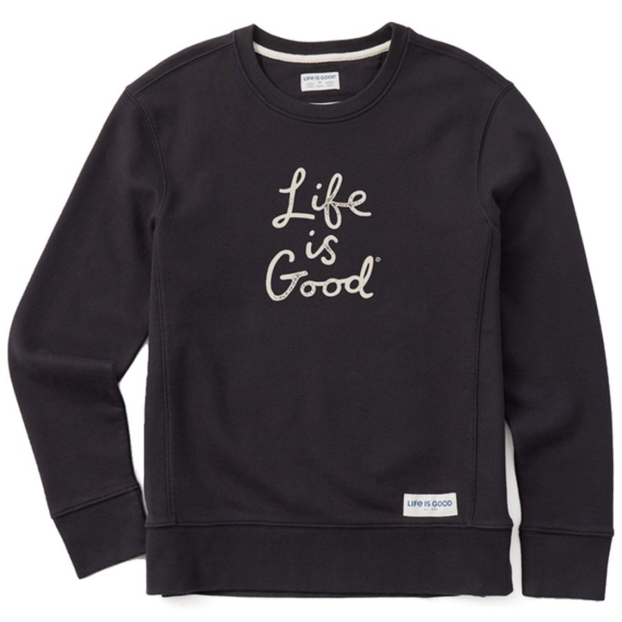 Women Life is Good Sweatshirts & Hoodies | Women'S Lig Scribble Simply True Fleece Crew Jet Black