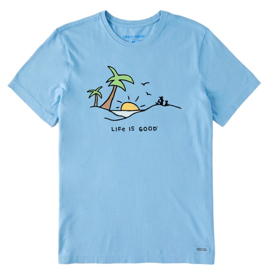 Men Life is Good Graphic Tees | Men'S Beach Palms Vista Crusher Tee Cool Blue