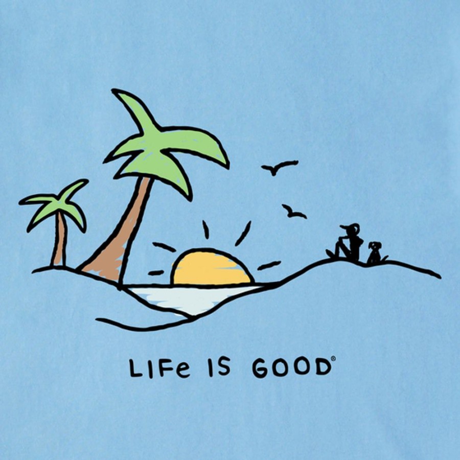 Men Life is Good Graphic Tees | Men'S Beach Palms Vista Crusher Tee Cool Blue