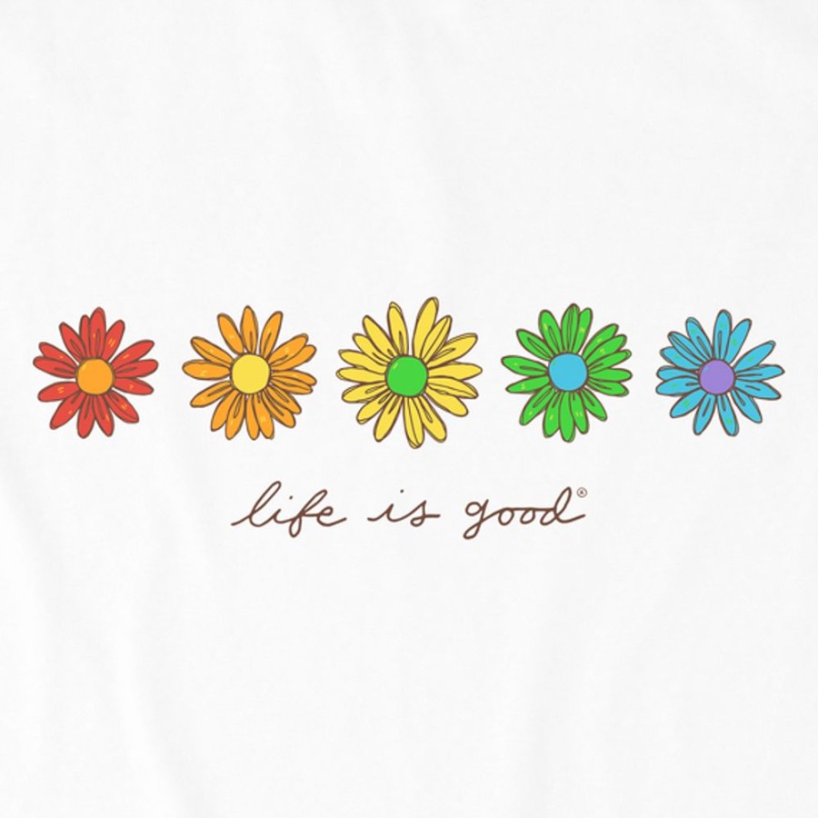 Women Life is Good Graphic Tees | Women'S Realaxed Daisy Spectrum Short Sleeve Tee Cloud White