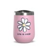 Home Hydrapeak Mugs | Vintage Daisy 12Oz Stainless Steel Wine Tumbler Seashell Pink