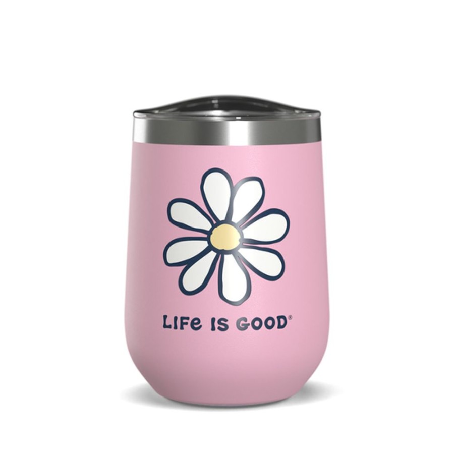 Home Hydrapeak Mugs | Vintage Daisy 12Oz Stainless Steel Wine Tumbler Seashell Pink