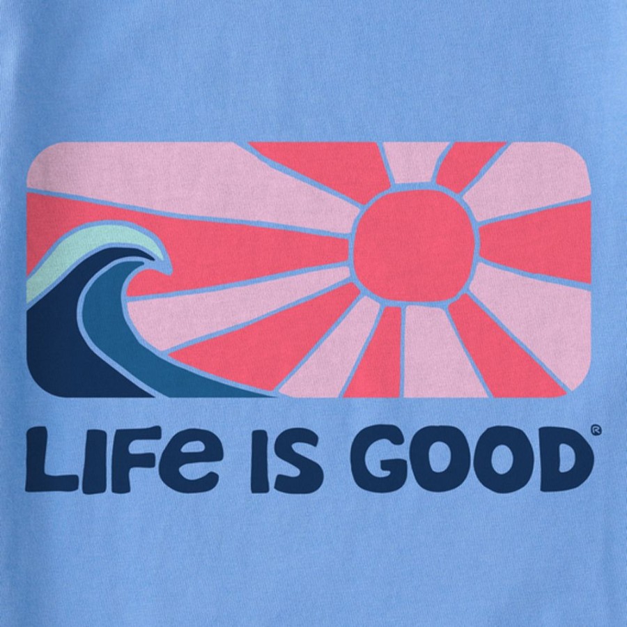 Women Life is Good Graphic Tees | Women'S Sunshine Wave Long Sleeve Crusher Tee Cornflower Blue