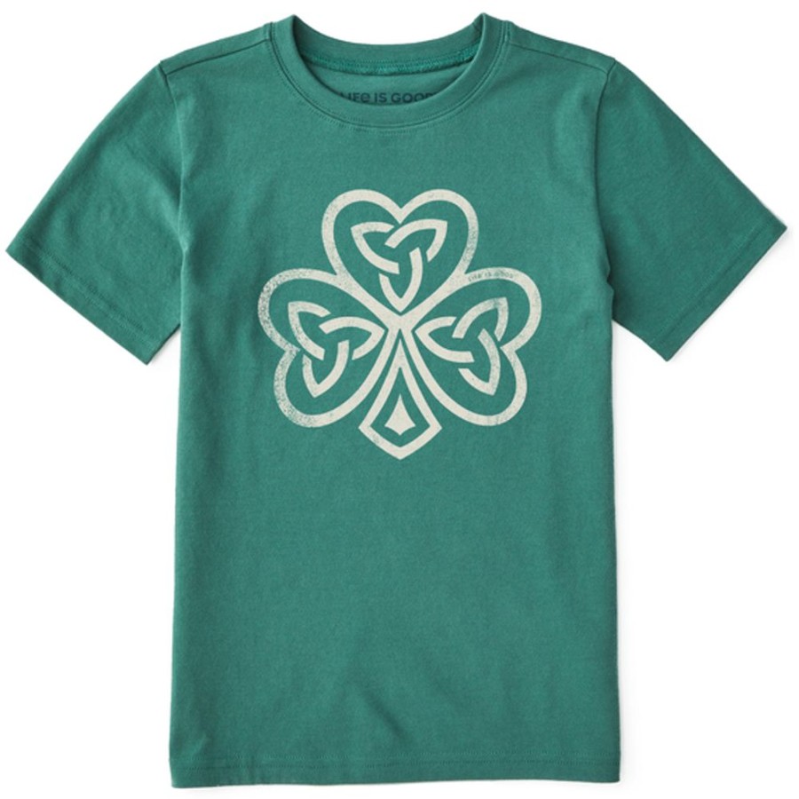 Kids Life is Good Graphic Tees | Kids Celtic Irish Clover Crusher Tee Spruce Green