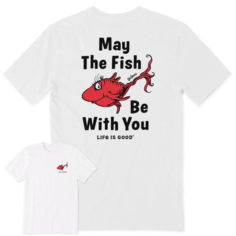 Men Life is Good Graphic Tees | Men'S May The Fish Be With You One Fish Short Sleeve Tee Cloud White