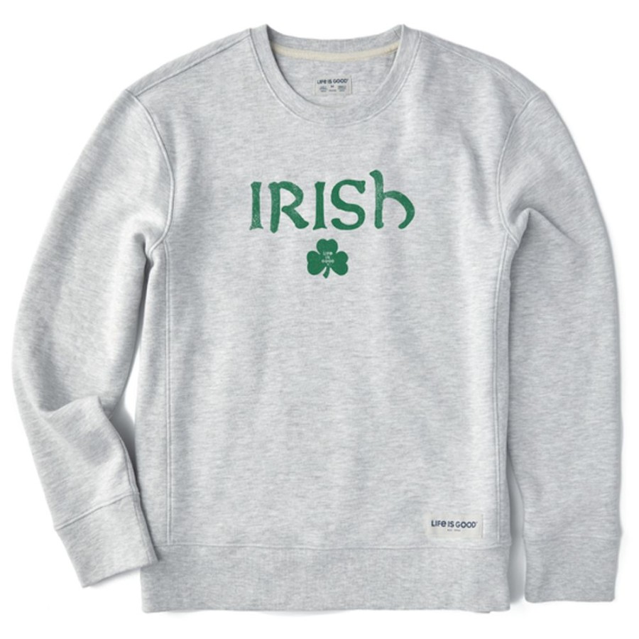 Women Life is Good Sweatshirts & Hoodies | Women'S Irish Clover Simply True Fleece Crew Light Heather Gray