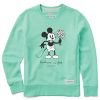 Women Life is Good Sweatshirts & Hoodies | Women'S Clean Steamboat Willie Kindness Bouquet Simply True Fleece Crew Spearmint Green