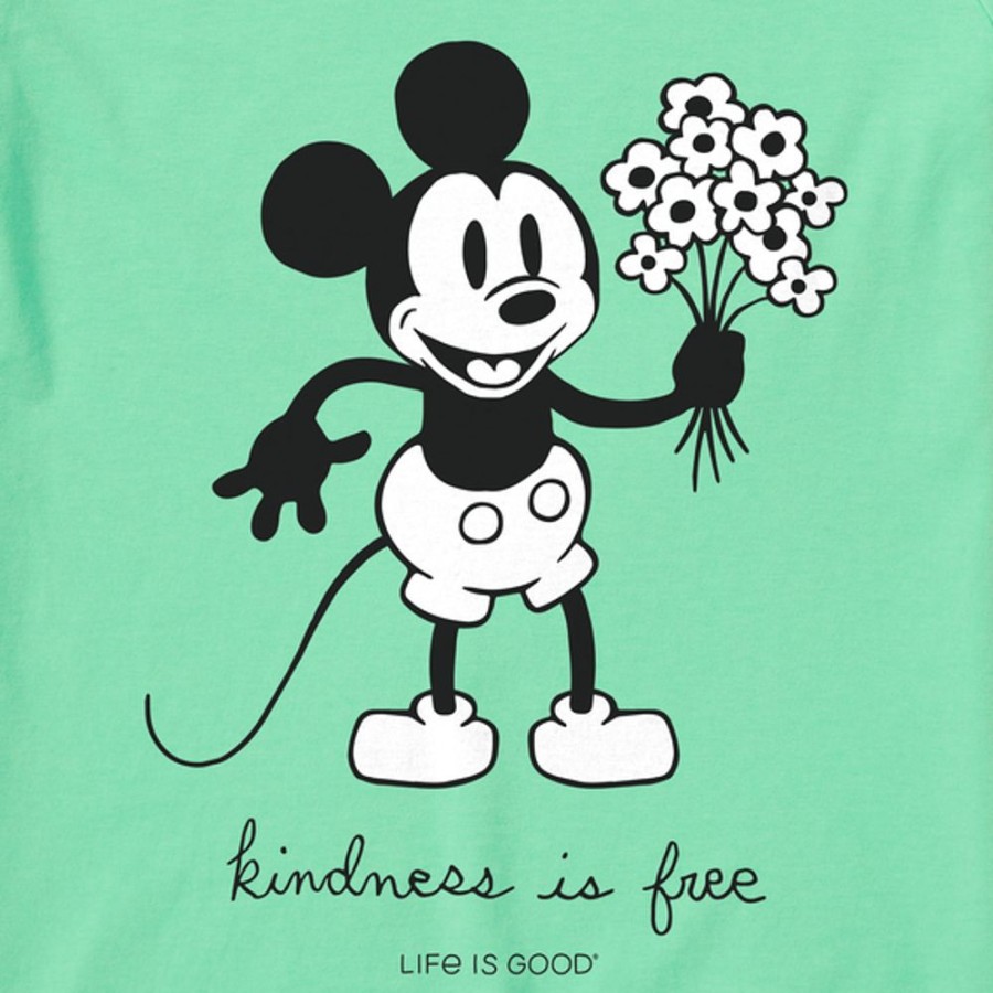 Women Life is Good Sweatshirts & Hoodies | Women'S Clean Steamboat Willie Kindness Bouquet Simply True Fleece Crew Spearmint Green