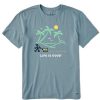 Men Life is Good Graphic Tees | Men'S Hiking Along The Shore Crusher Tee Smoky Blue