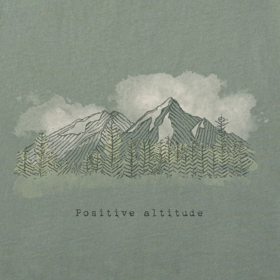 Men Life is Good Graphic Tees | Men'S Fineline Positive Altitude Mountains Crusher Tee Moss Green