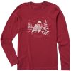 Women Life is Good Graphic Tees | Women'S Peace Owls Long Sleeve Crusher Tee Cranberry Red