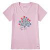 Women Life is Good Graphic Tees | Women'S Let Love Grow Heart Flowers Crusher Vee Seashell Pink