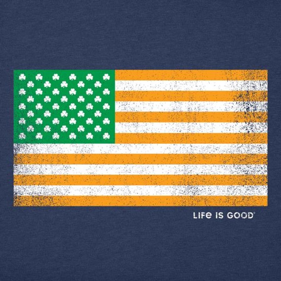 Kids Life is Good Graphic Tees | Kids Irish American Flag Crusher Tee Darkest Blue