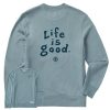 Men Life is Good Sweatshirts & Hoodies | Men'S Lig Vintage Wordmark Stacked Simply True Fleece Crew Smoky Blue