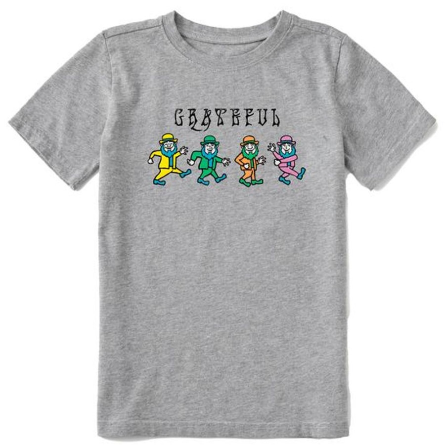 Kids Life is Good Graphic Tees | Kids Grateful Leprechauns Crusher Tee Heather Gray