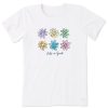 Women Life is Good Graphic Tees | Women'S Watercolor Daisies Short Sleeve Tee Cloud White