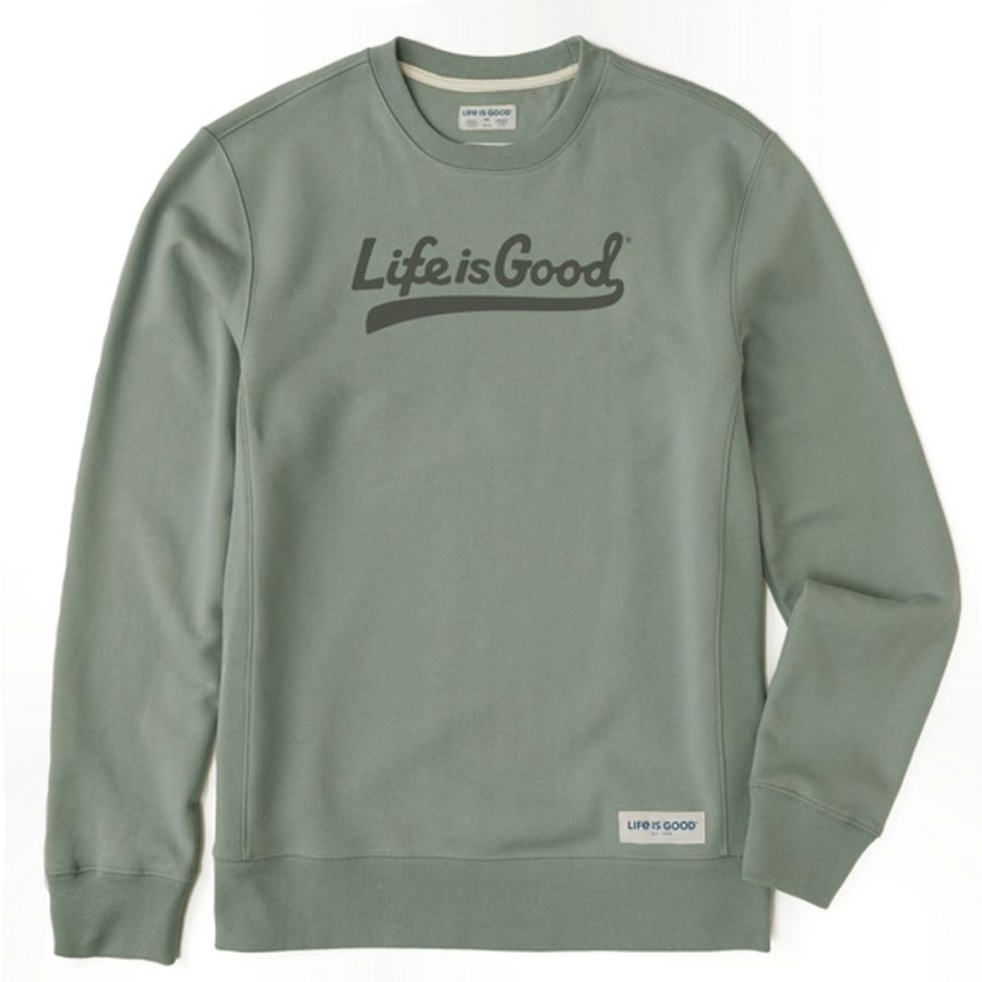 Men Life is Good Sweatshirts & Hoodies | Men'S Tonal Lig Ballyard Script Simply True Fleece Crew Moss Green