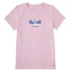 Women Life is Good Graphic Tees | Women'S Beach Adirondacks Short Sleeve Tee Seashell Pink