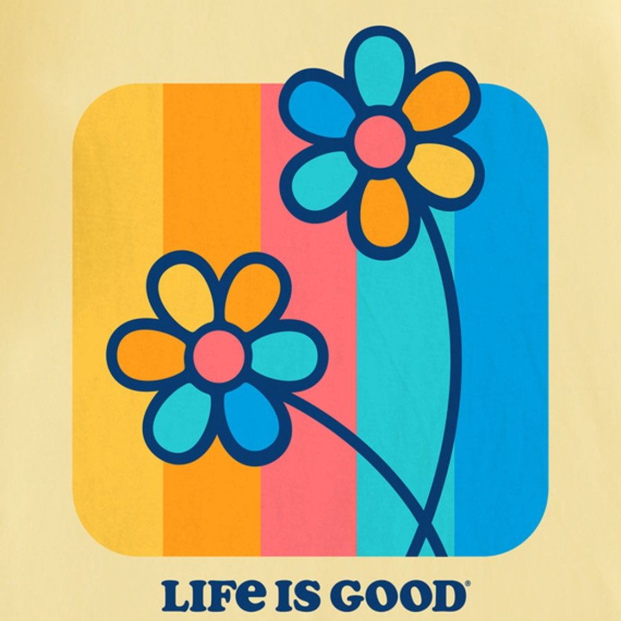 Kids Life is Good Graphic Tees | Kids Clean Stripey Flowers Crusher Tee Sandy Yellow