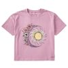 Women Life is Good Graphic Tees | Women'S Moon Flower Boxy Crusher Tee Violet Purple