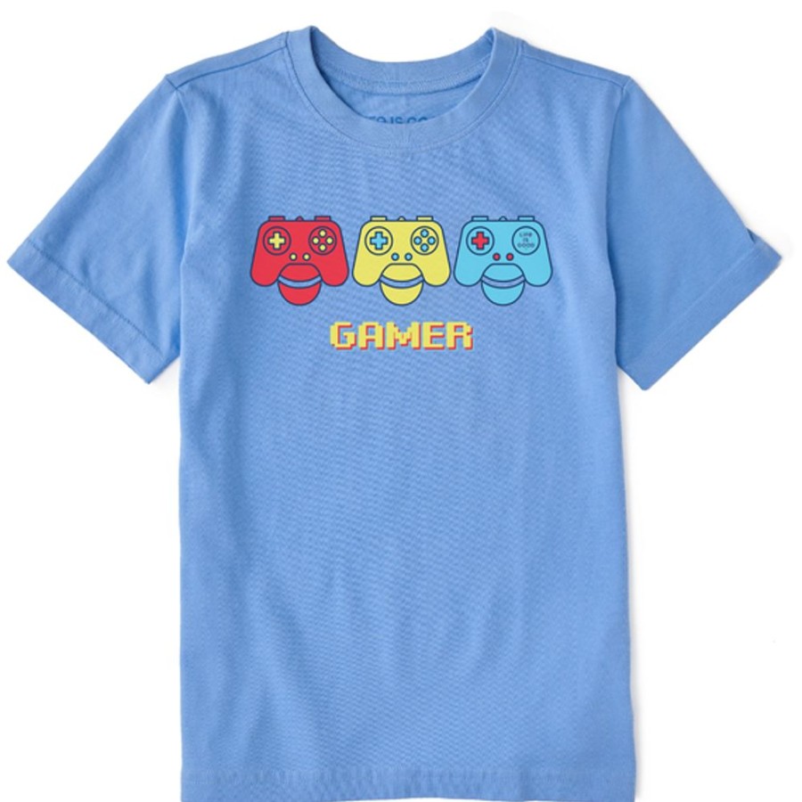 Kids Life is Good Graphic Tees | Kids Clean Gamer Power Crusher Tee Cornflower Blue