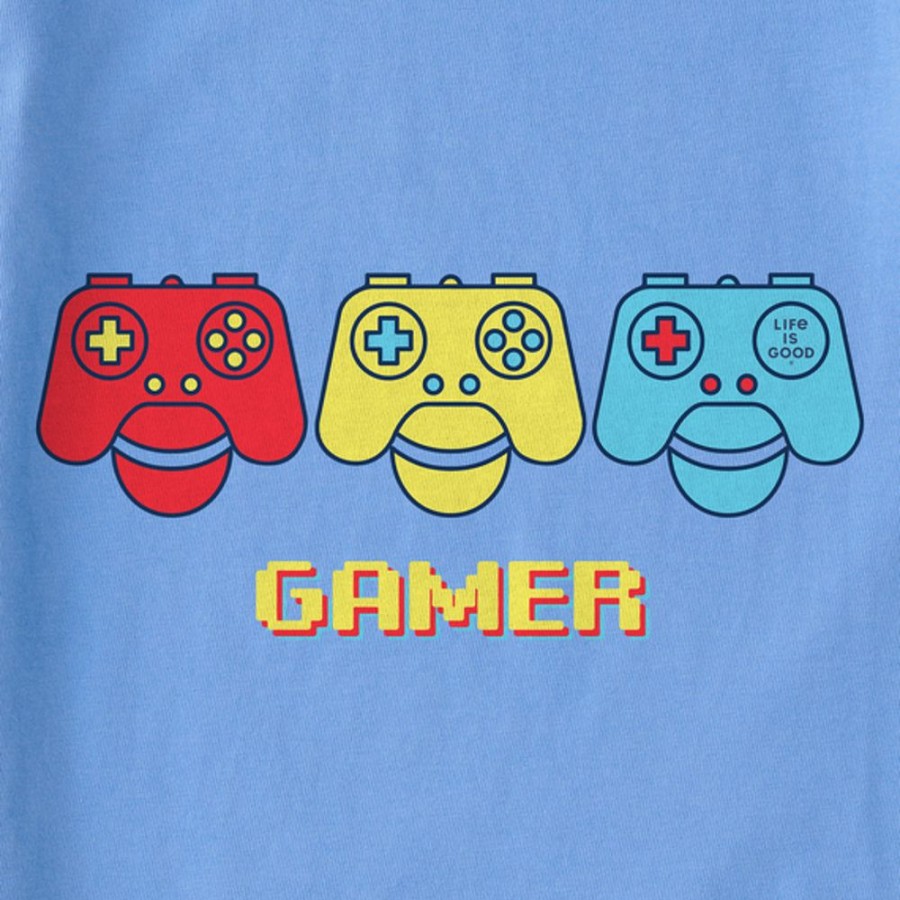 Kids Life is Good Graphic Tees | Kids Clean Gamer Power Crusher Tee Cornflower Blue