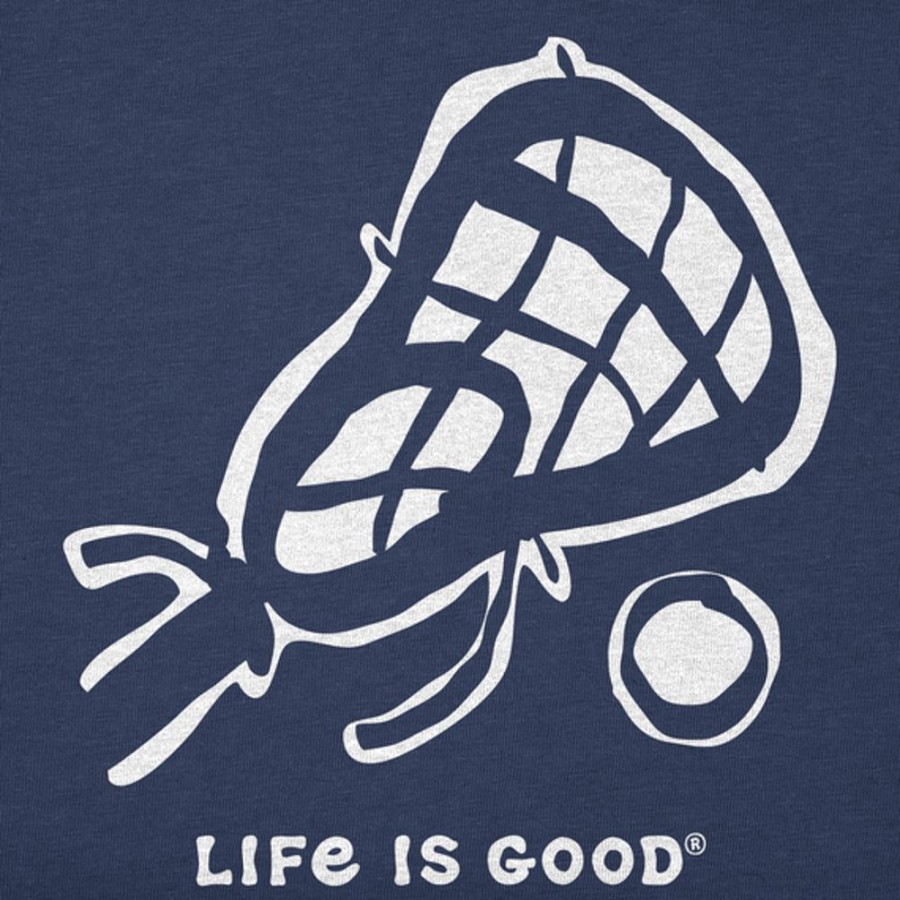 Kids Life is Good Graphic Tees | Kids Lacrosse Long Sleeve Crusher Tee Darkest Blue