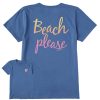 Women Life is Good Graphic Tees | Women'S Beach Please Short Sleeve Tee Vintage Blue