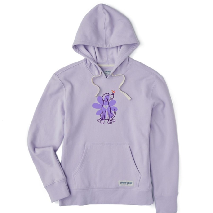 Women Life is Good Sweatshirts & Hoodies | Women'S Spring Daisy Dog Simply True Fleece Hoodie Lilac Purple