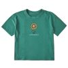 Women Life is Good Boxy Tees | Women'S Let The Sunshine In Sunflower Boxy Crusher Tee Spruce Green