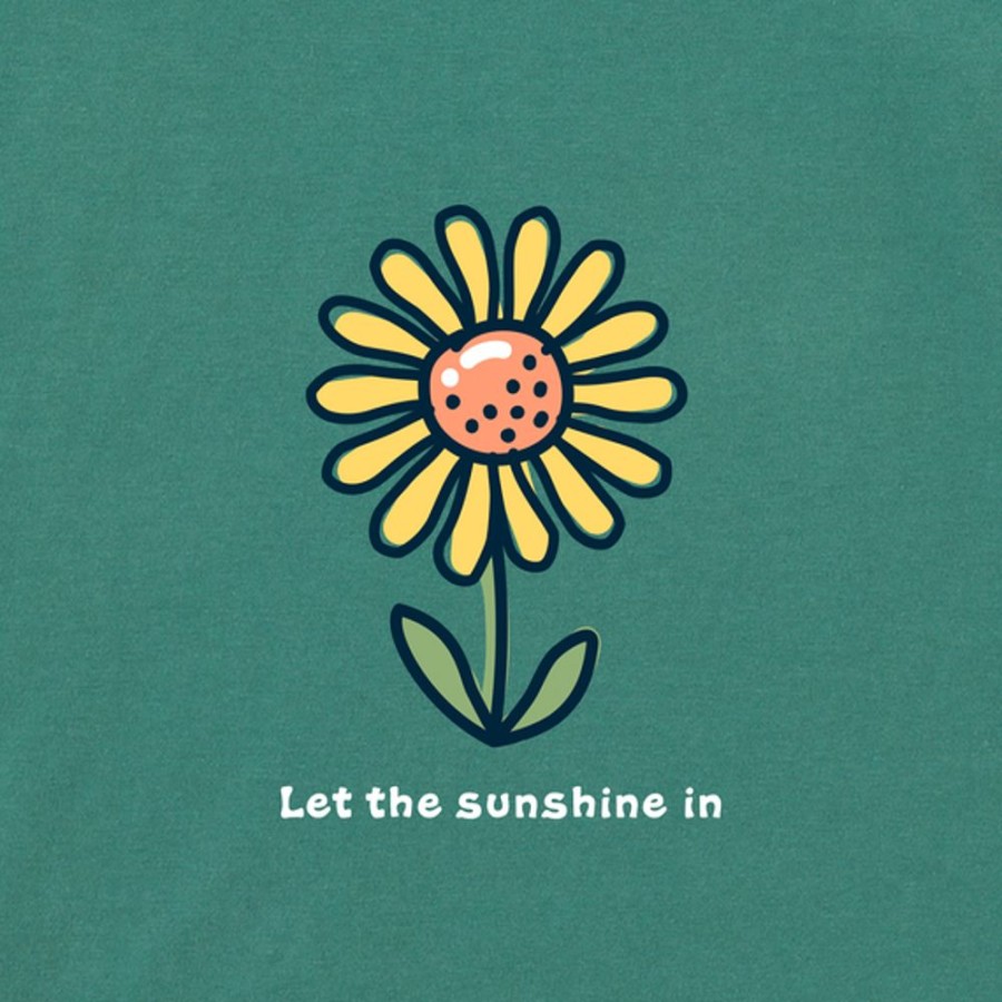 Women Life is Good Boxy Tees | Women'S Let The Sunshine In Sunflower Boxy Crusher Tee Spruce Green