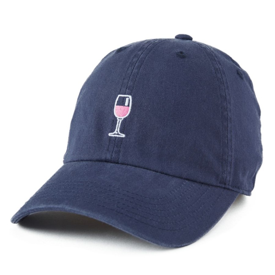 Men Life is Good Hats | Wine Glass Chill Cap Darkest Blue