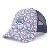 Women Life is Good Hats | Kids Unicorn Friends Pattern Kids Trucker Hat Cloud White