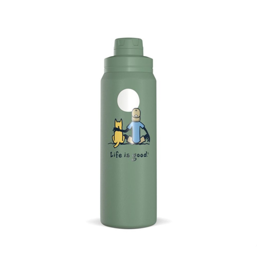 Home Hydrapeak Mugs | Jake & Rocket Moon 26Oz Stainless Steel Water Bottle Moss Green