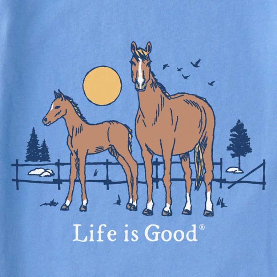 Kids Life is Good Graphic Tees | Kids Storybook Horse And Foal Crusher Tee Cornflower Blue