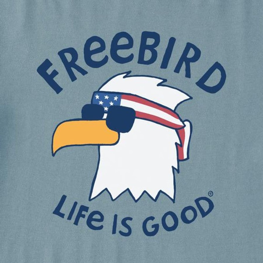 Kids Life is Good Graphic Tees | Kids Freebird Cool Eagle Crusher Tee Smoky Blue