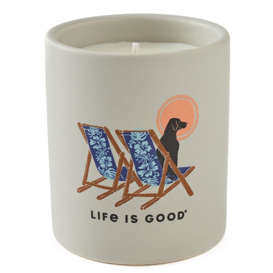 Home A Cheerful Giver Candles | Hibiscus Beach Chairs With Dog 12Oz Ceramic Soy Candle Bone