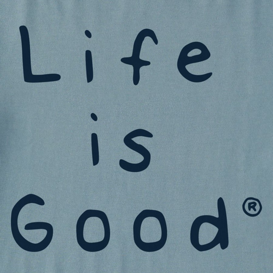 Men Life is Good Sweatshirts & Hoodies | Men'S Quirky Stacked Lig Simply True Fleece Crew Smoky Blue