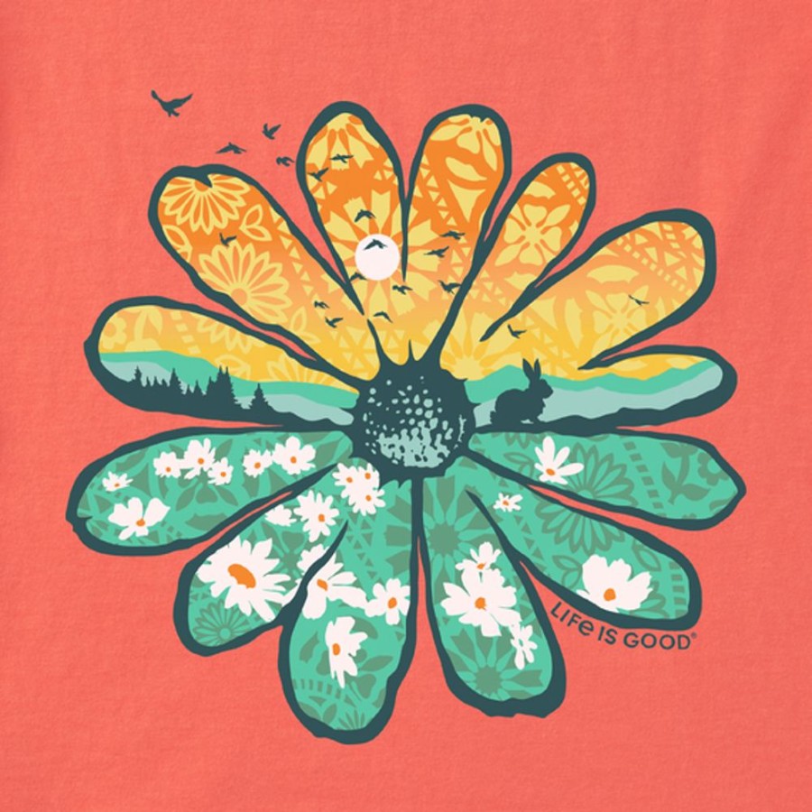 Women Life is Good Graphic Tees | Women'S Spring Daisycape Sleeveless High-Low Crusher Tank Mango Orange