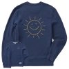 Men Life is Good Sweatshirts & Hoodies | Men'S Quirky Smiling Sun Simply True Fleece Crew Darkest Blue