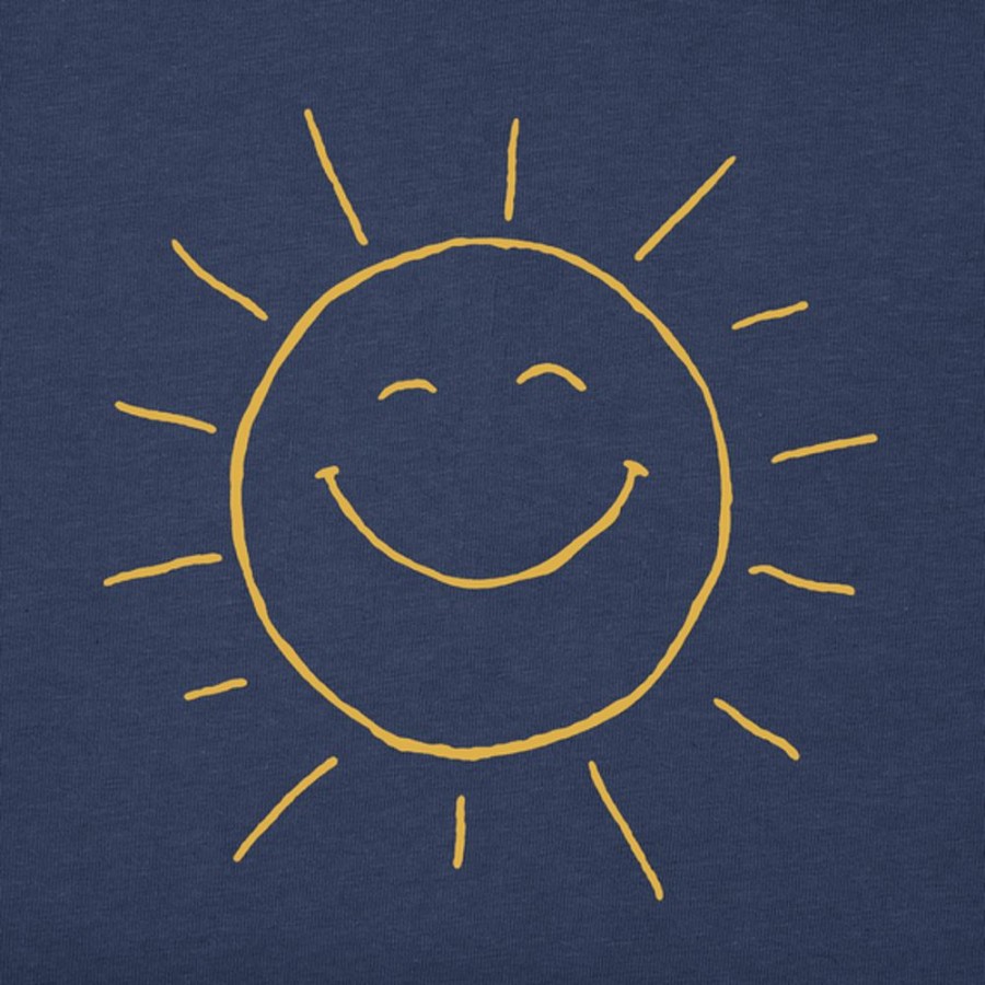 Men Life is Good Sweatshirts & Hoodies | Men'S Quirky Smiling Sun Simply True Fleece Crew Darkest Blue